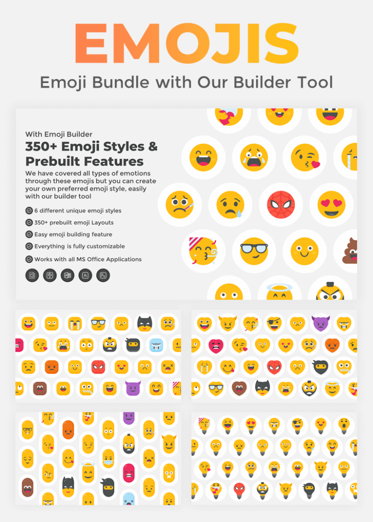 Emojis Bundle - 1000+ Emojis with different shapes and expressions