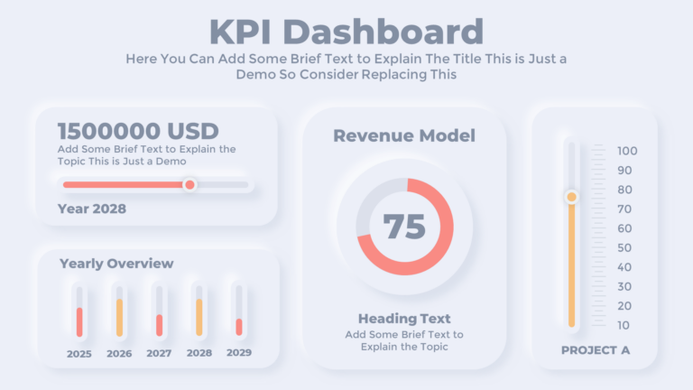 Premium Neumorphic PowerPoint Animated Business KPI Chart Template