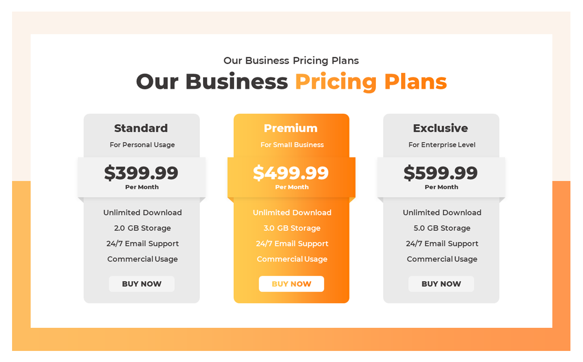 Free Creative Pricing Table for PowerPoint and Google Slides