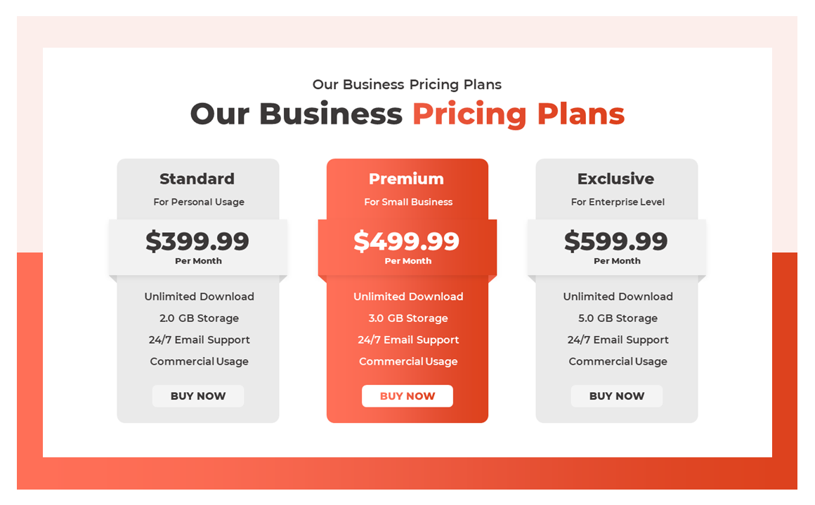 Free Creative Pricing Table for PowerPoint and Google Slides