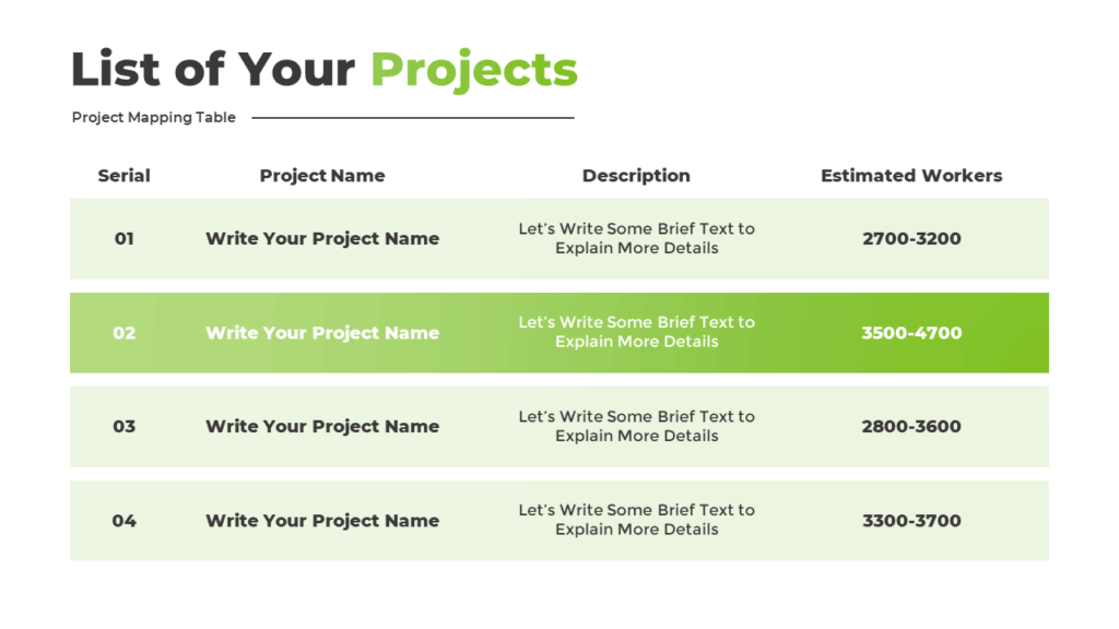 Free 4-Stages PowerPoint Table Slide Template