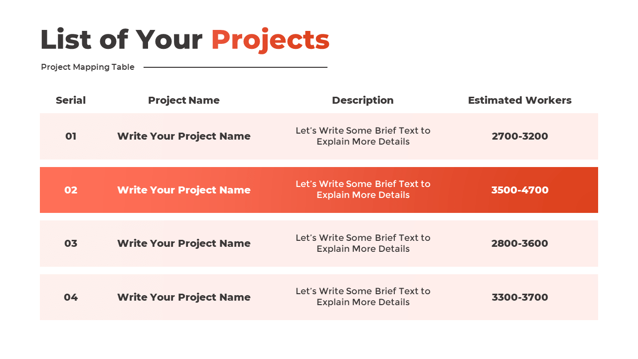 Free Editable PowerPoint Table Design