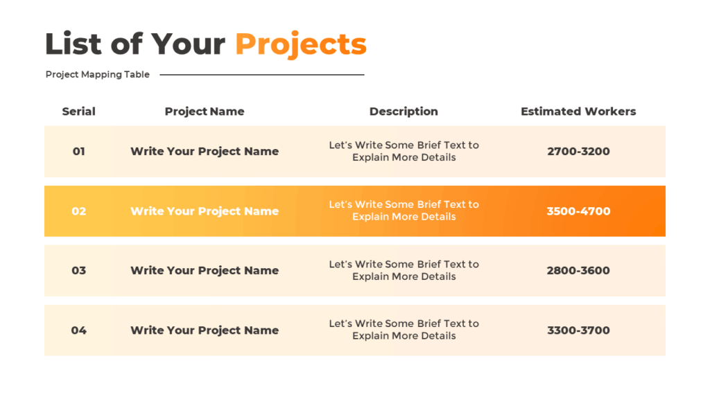 Free Presentation Table for PowerPoint and Google Slides