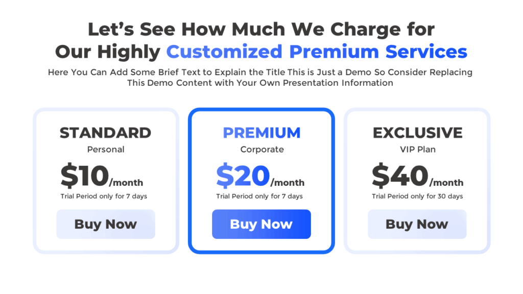 Free Price Table Slide with 3 Plans