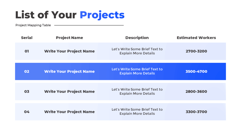 Free Table Slide for PowerPoint Presentation