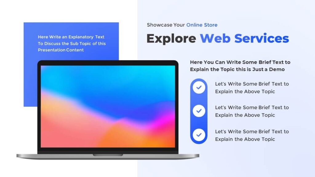 Presentation Slide With MacBook Mockup Template PowerPoint School