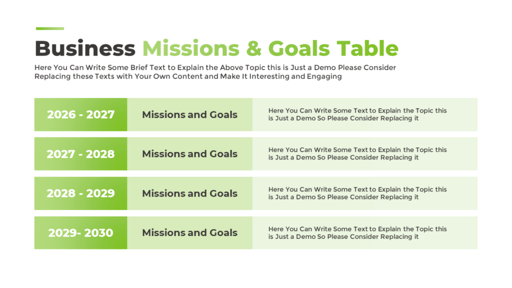 PowerPoint Table for Presentation Slide