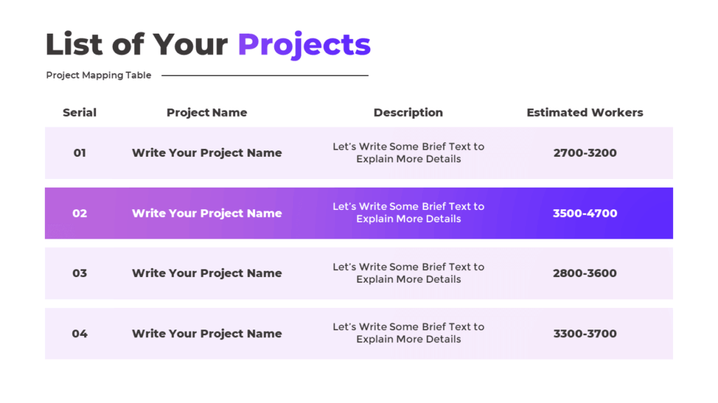 PowerPoint and Google Slides Table Template