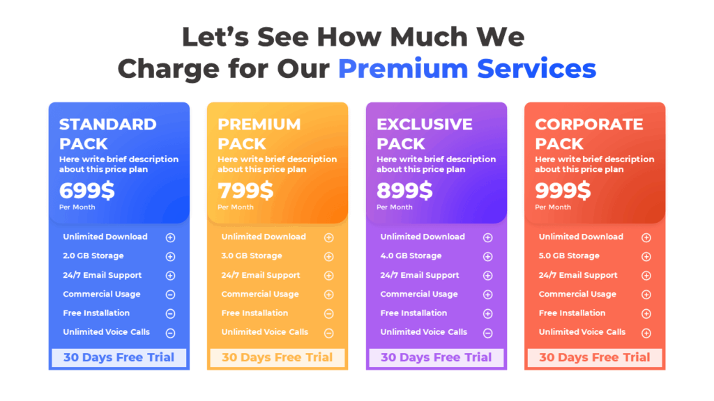 Business Pricing Table Template for PowerPoint