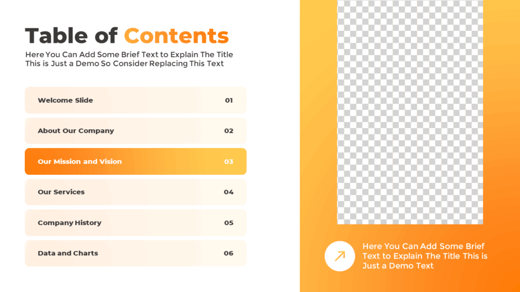 Table of Contents Slide for PowerPoint