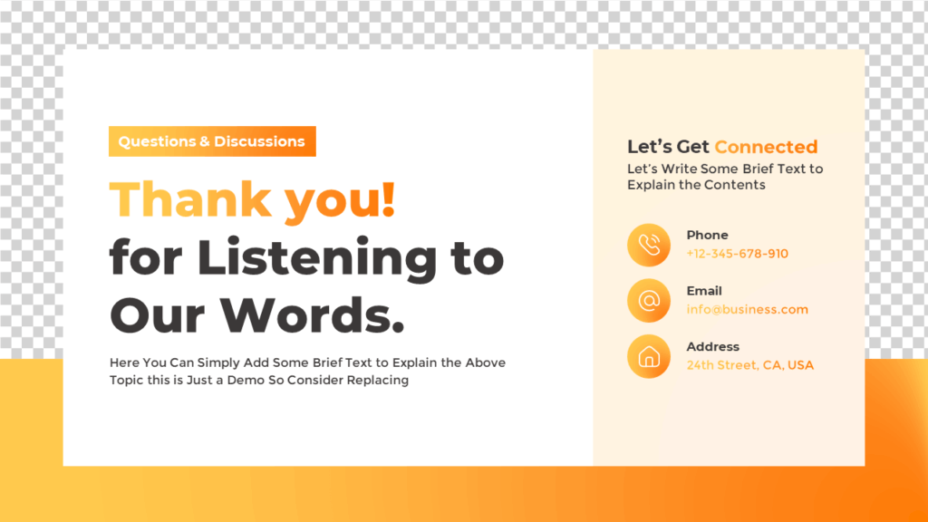 Closing Slide with Thank You Message and Contact Details