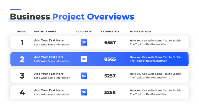 Comparison Table Template with 4 Rows