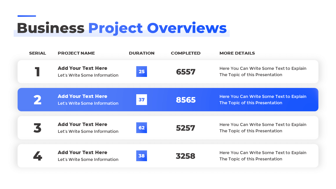 Comparison Table Template with 4 Rows
