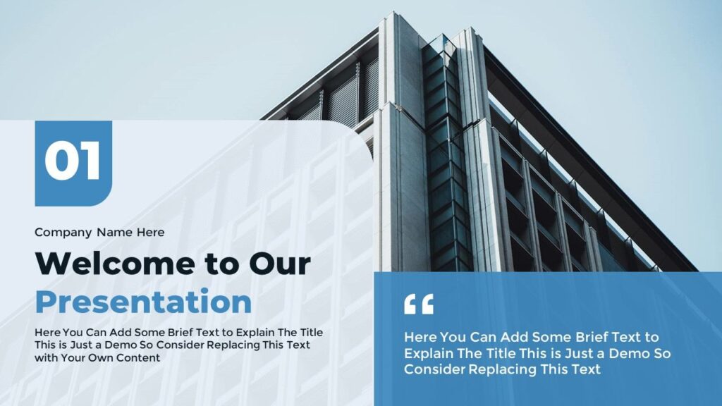 Slide 01 - Welcome Slide for Company Overview Presentation