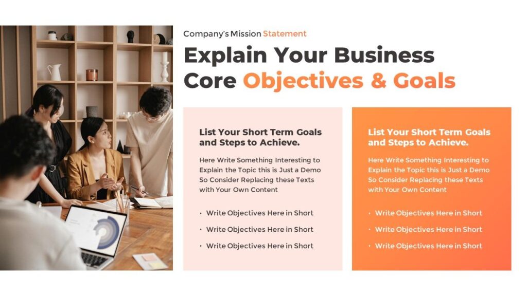 Slide 04 - Mission Objectives and Goals Slide for Business Plan