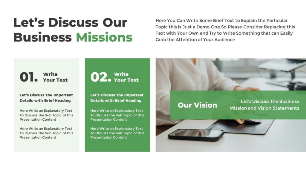 Slide 04 - Mission and Vision Slide for Corporate Pitch Deck