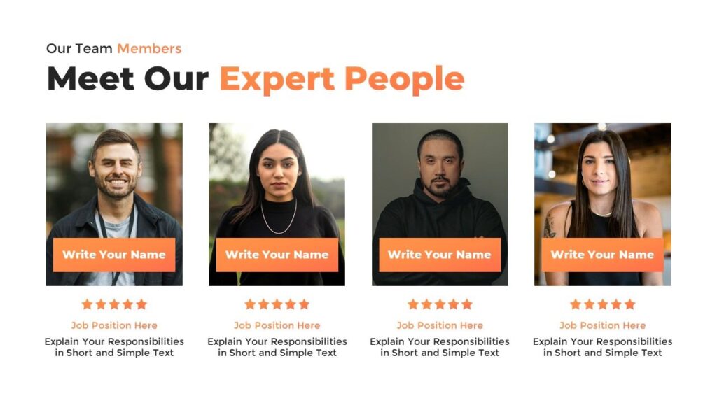 Slide 08 - Team Members Profile Slide for Company Presentation