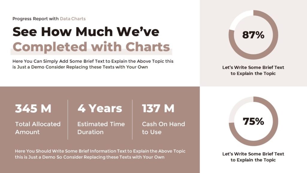 Slide 09 - Progress Report Data Charts Slide for Business Review