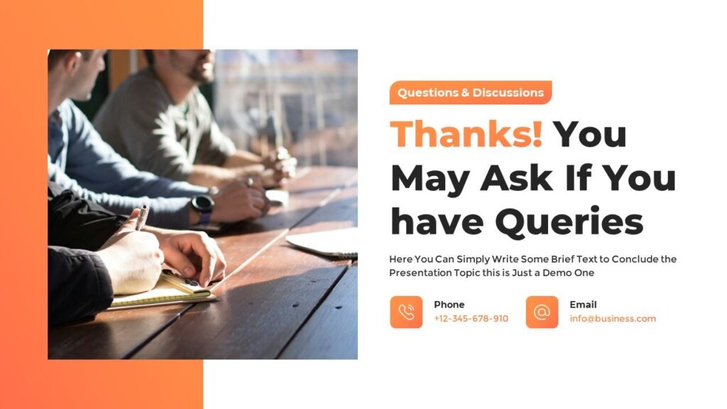 Slide 10 - Questions and Discussion Closing Slide for Business Presentation