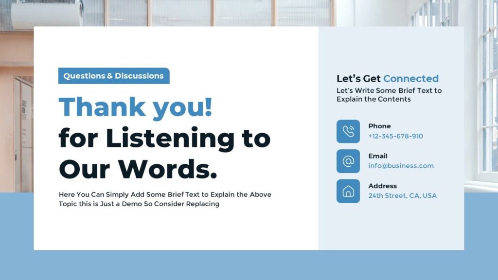 Slide 10 - Thank You Contact Slide for Corporate Presentation