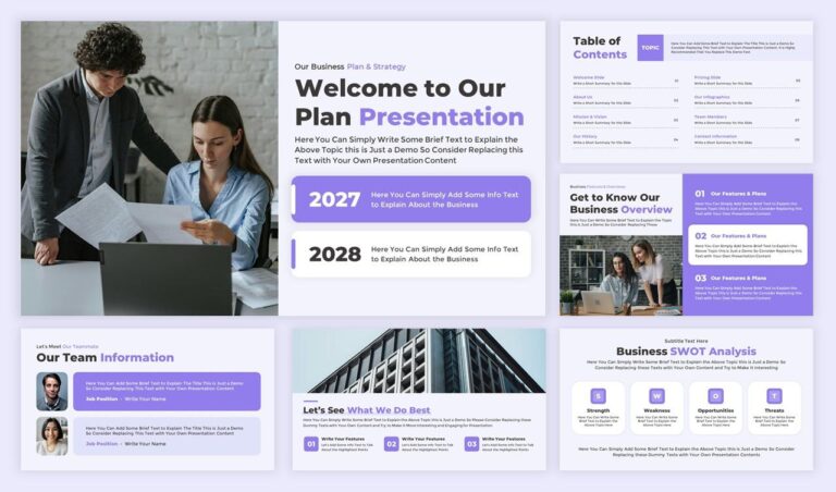 Free Business Project Plan PowerPoint Template for Presentations