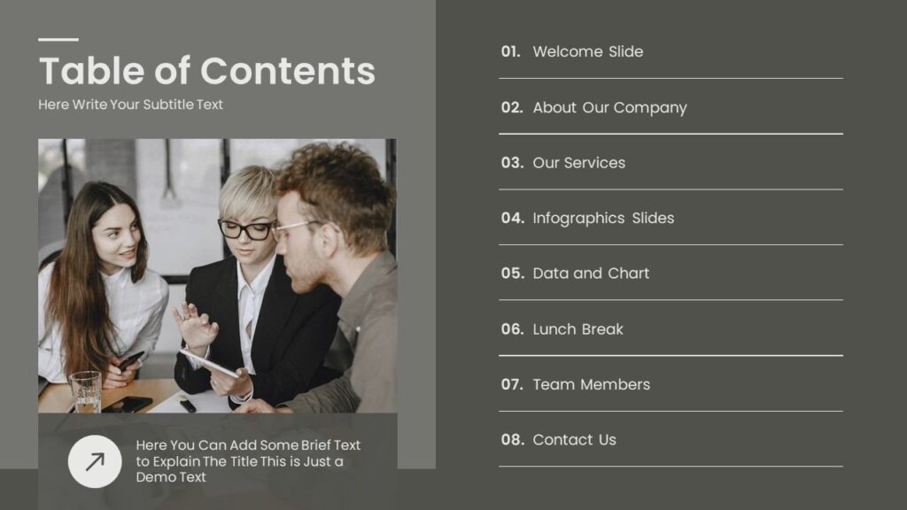 Slide 02 - Table of Contents Slide for Annual Business Report