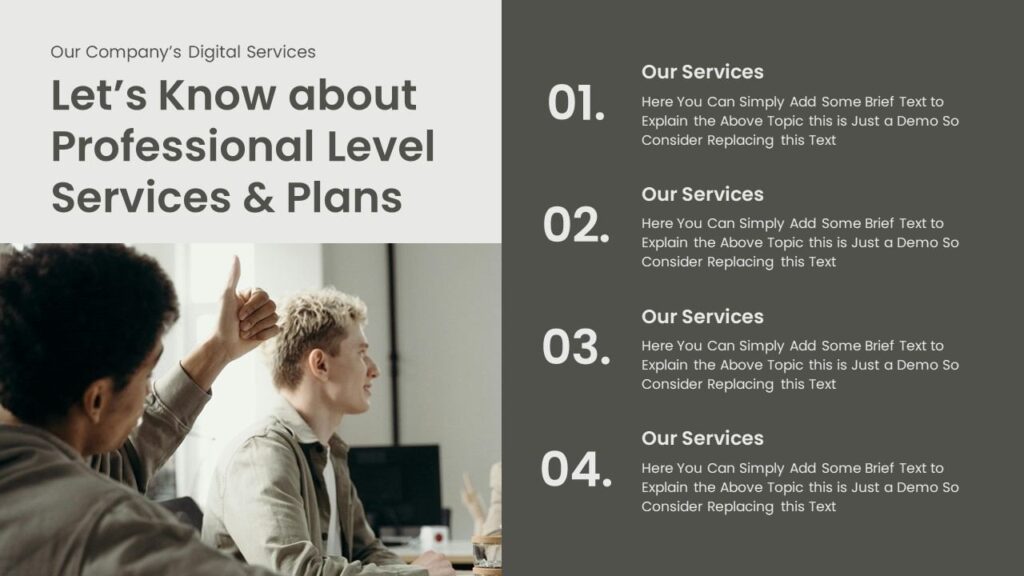 Slide 06 - Professional Services and Plans Slide for Business Report