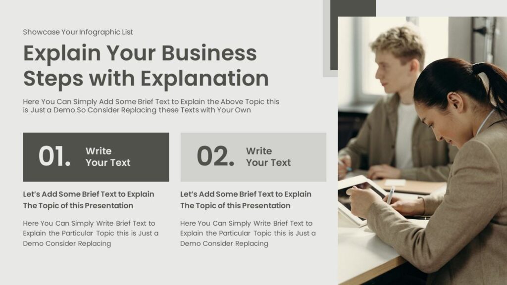 Slide 07 - Business Steps Infographic Slide for Progress Reporting