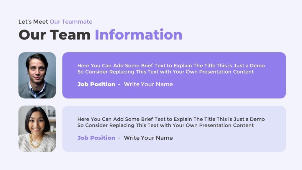 Slide 07 - Team Information Slide for Project Plan Presentation