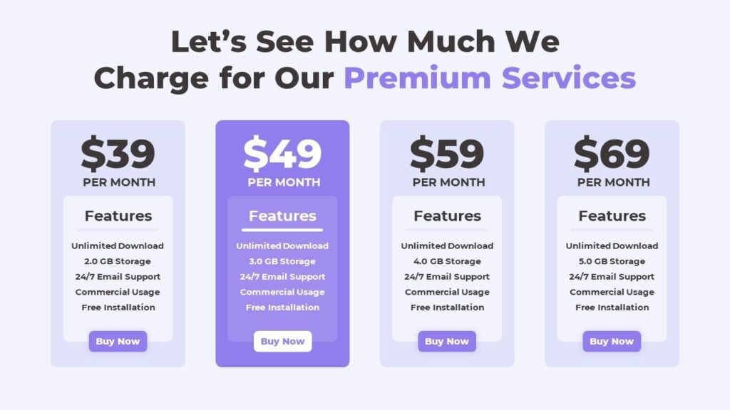 Slide 09 - Pricing and Service Plans Slide for Business Presentation