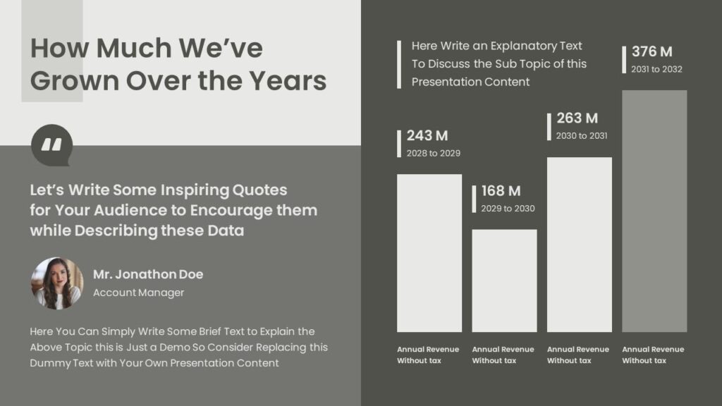 Slide 13 - Annual Growth Chart Slide for Business Progress Report