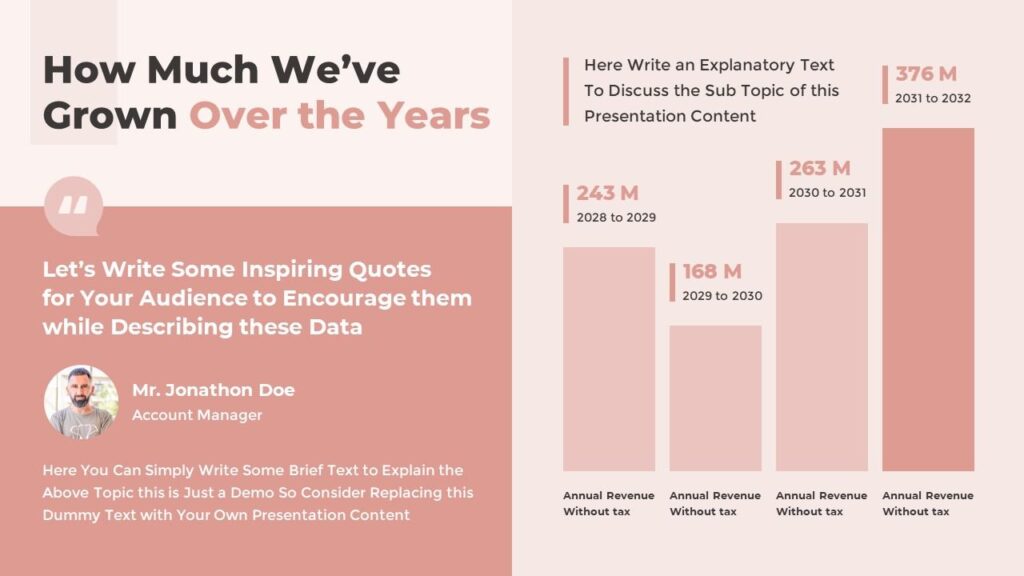 Slide 13 - Business Growth Data Chart Slide for Annual Revenue